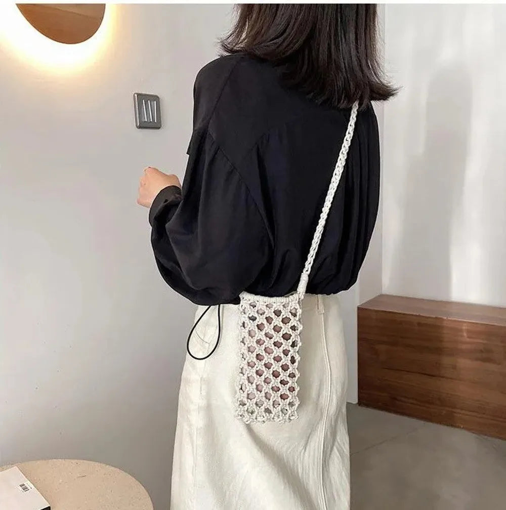 Crochet Woven Phone Crossbody Bag