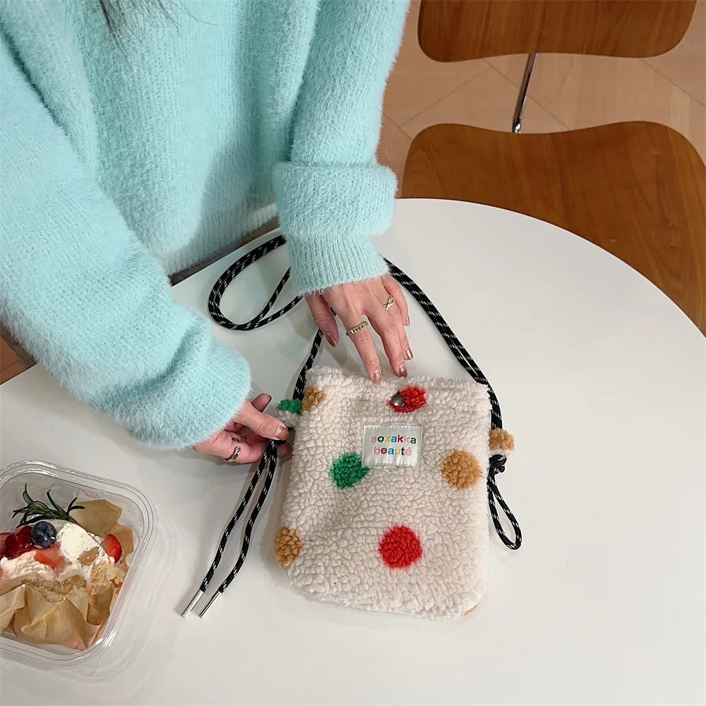 Rainbow Plush Mini Crossbody Bag