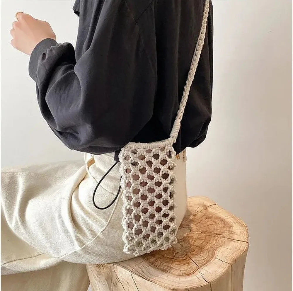Crochet Woven Phone Crossbody Bag
