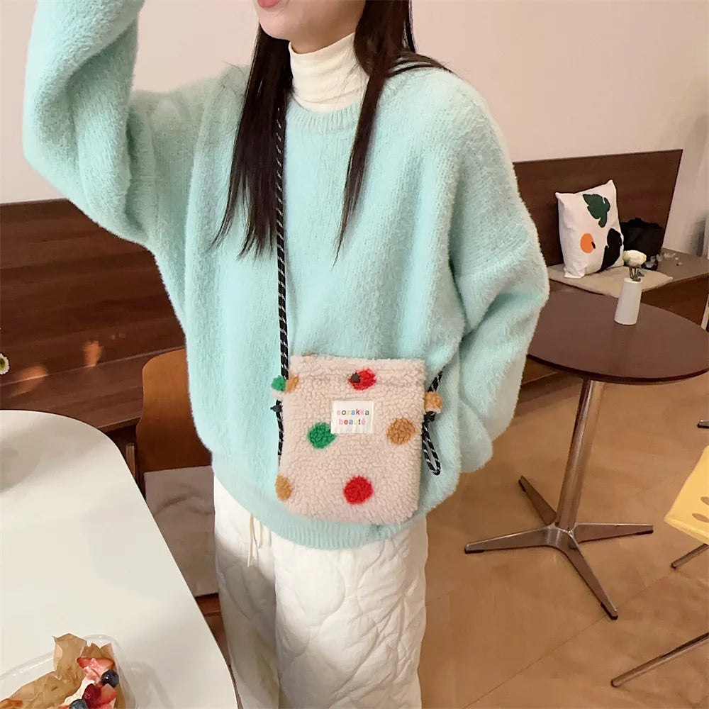 Rainbow Plush Mini Crossbody Bag