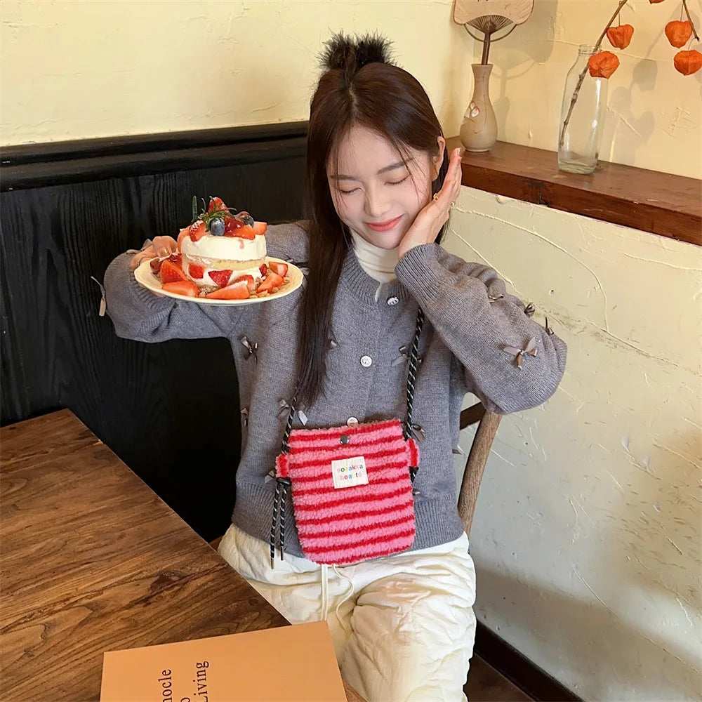 Rainbow Plush Mini Crossbody Bag