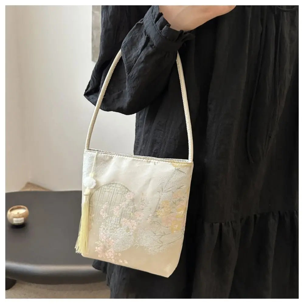 Floral Embroidered Bucket Bag