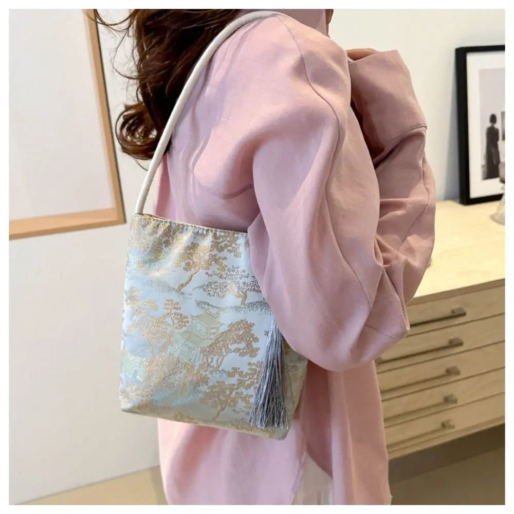 Floral Embroidered Bucket Bag