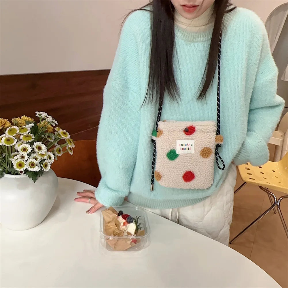 Rainbow Plush Mini Crossbody Bag
