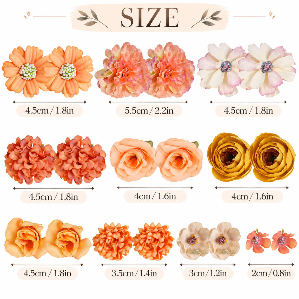 40pcs Artificial Flower Heads, Mixed Silk Flowers for DIY Crafts, Wreaths, Garlands, Wedding & Home Decor