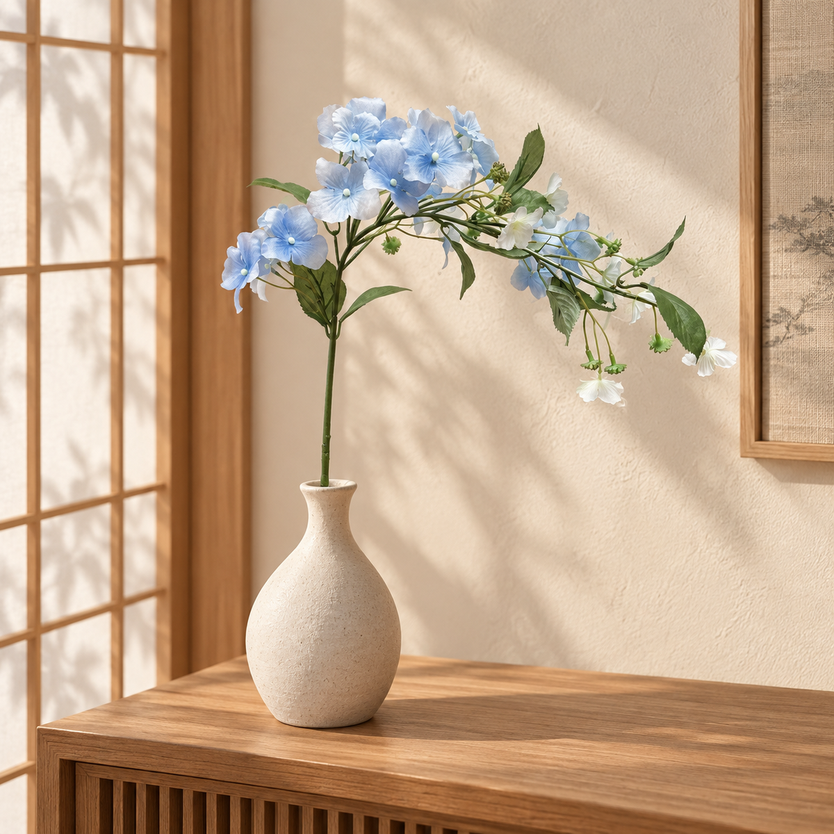 28" Blue Drip Hydrangea Artificial Flower Stem – Realistic Faux Floral Decor for Home & Vase Arrangements